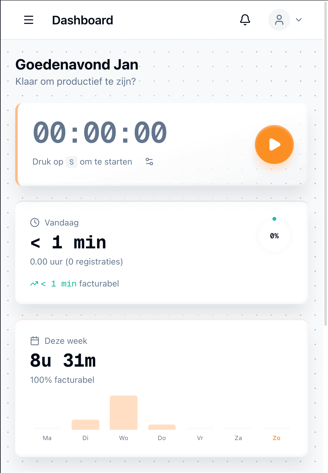 Klokvast dashboard overview